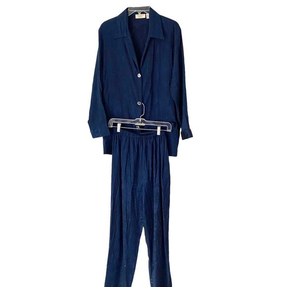 Victoria's Secret Other - Victoria’s Secret Gold Label Blue Pajama Set stop Bottom Vintage Small